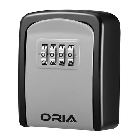 ORIA-caja de llave con contraseña para decoración para llaves, candado de almacenamiento de llaves montado en la pared, para exteriores, cerradura para caja de seguridad, color gris ► Foto 1/6