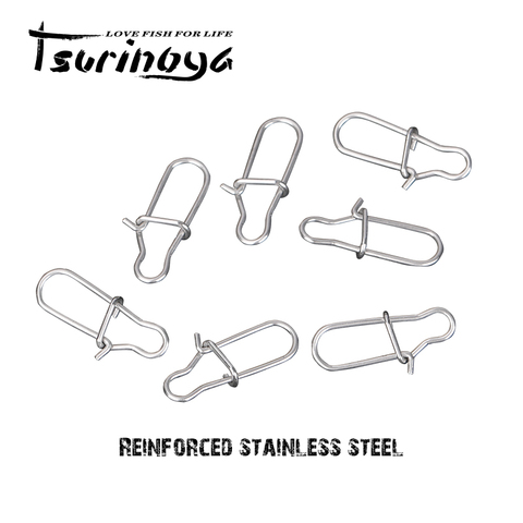 TSURINOYA-broches de pesca de acero inoxidable, Conector de señuelo duro, 100 Uds., Pin de seguridad sólido, gancho de bloqueo, accesorios de Clip ► Foto 1/6