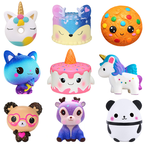 Jumbo Squishy-juguetes para apretar para niños, Kawaii, unicornio, caballo, pastel, ciervo, Animal, Panda, alivio del estrés de elevación lenta ► Foto 1/6