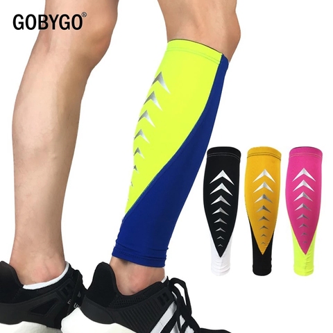 GOBYGO 1 Uds Deporte Calcetines Leggings de compresión correr baloncesto fútbol pierna mangas calentadores de piernas de ciclismo deportes de seguridad ► Foto 1/6