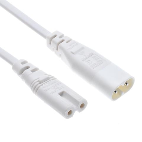 Cable adaptador principal de fuente de alimentación, extensión de macho a hembra IEC 60320 C8 a C7, Color blanco ► Foto 1/3