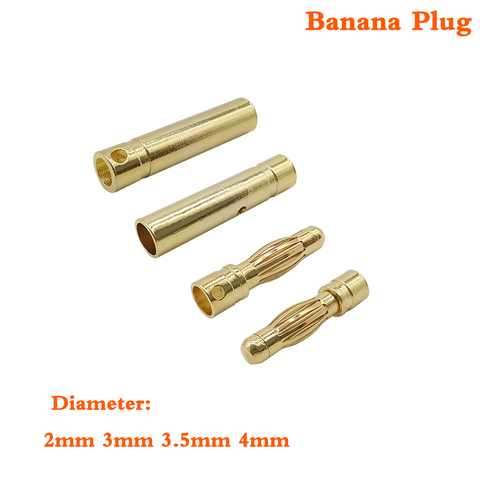 Enchufe Banana hembra y macho de 2mm, 3mm, 3,5mm, 4mm, chapado en oro, batería de plátano, 2mm, 3mm, 3,5mm, 4mm, Conector de bala de plátano, 5/2/1 pares ► Foto 1/5