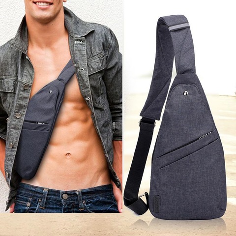 DIENQI-Bolso de pecho antirrobo para hombre, funda fina para el pecho, con eslinga, bolsillo Personal, de mano, con correa cruzada ► Foto 1/6