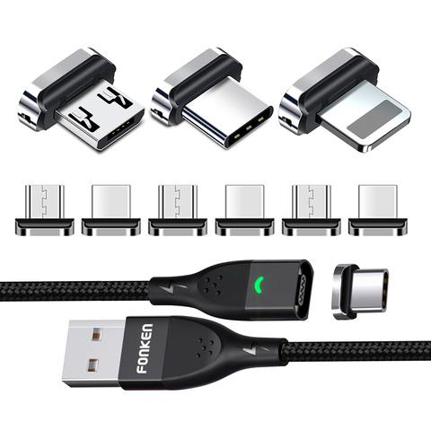 FONKEN-Adaptador de cargador magnético de 4 pines, conector magnético para iPhone, Micro USB, tipo C, enchufe de Cable de teléfono móvil ► Foto 1/4