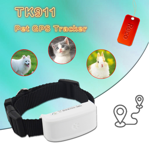 Localizador GPS de alta precisión TK911 para perros y gatos, localizador de seguimiento resistente al agua con Collar para mascotas, compatible con el registro de reproducción de ruta ► Foto 1/6
