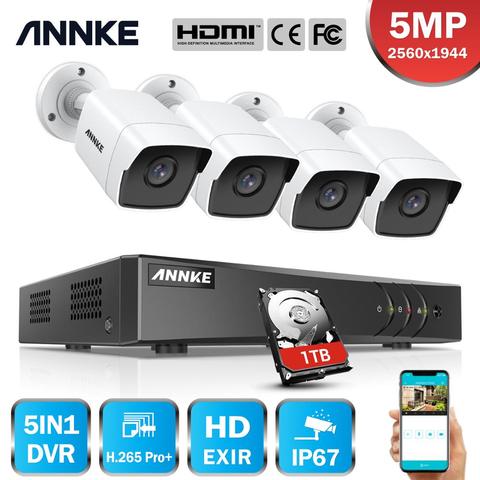ANNKE-sistema de vigilancia de seguridad, 8 canales, 5MP, Ultra HD, CCTV, 5 en 1, + 5MP H.265, DVR Lite con 4 Uds., 5MP, TVI, resistente al agua ► Foto 1/6