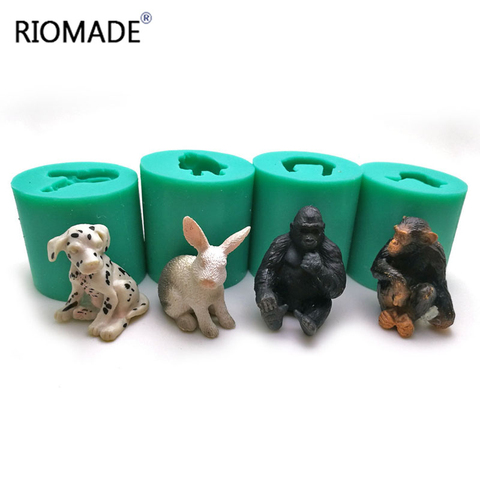 4 estilo perro molde de silicona de Animal forma herramientas de Decoración de Pastel de vela hecho a mano moldes conejo mono Chocolate gorila molde ► Foto 1/5