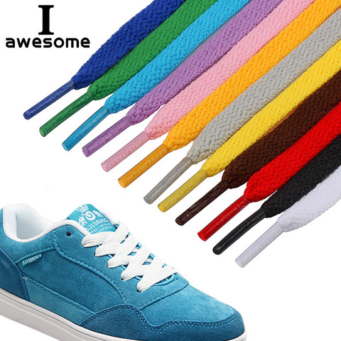 Cordones de zapatos deportivos populares para hombre y mujer, 1 par de cordones para calzado de lona, informales, de poliéster, 80, 100 y 120 CM de longitud, 29 colores ► Foto 1/6