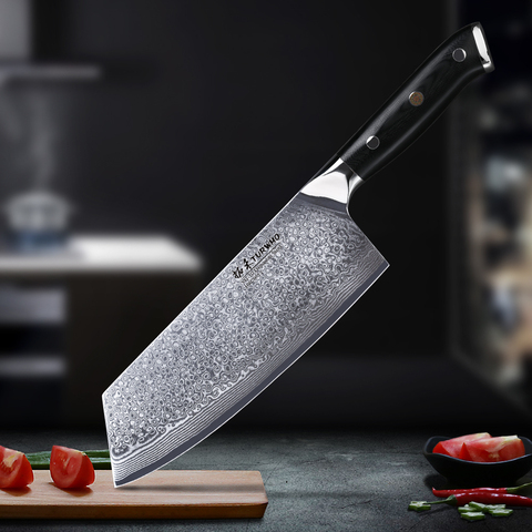 TURWHO 7,5 ''cuchillo de carnicero de cuchilla profesional japonés Damasco cuchillo de acero muy afilado Cuchillo de cocina Chef cuchillo ► Foto 1/6