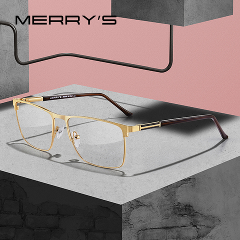 MERRYS-gafas ópticas de aleación de titanio para hombre, anteojos cuadrados ultraligeros para miopía, graduadas, S2030 ► Foto 1/6