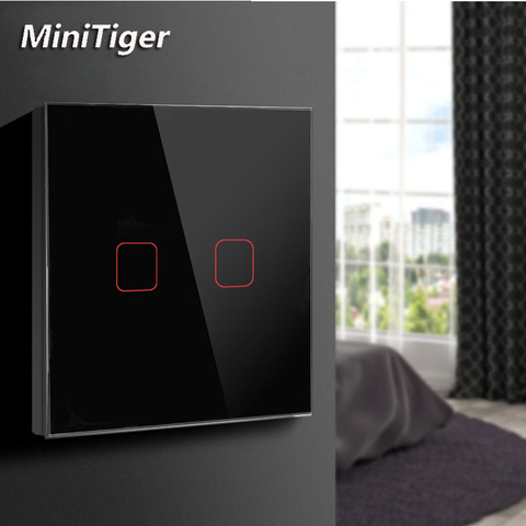 MiniTiger-Interruptor táctil para bombilla LED, de pared, de cristal, estándar de la UE/Reino Unido, 3/170 entradas, 1 sentido, CA 220-2/1 V ► Foto 1/6