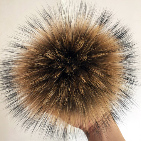 Pompones de pelo de zorro de gran tamaño para mujer, pompones de piel de mapache, Bola de pelo Natural, calidad de 5A, 15cm, para Beanies y bolsas, zapatos ► Foto 1/6