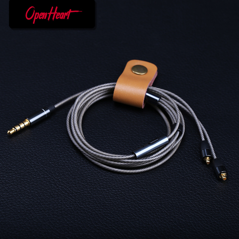 OPENHEART-Cable MMCX Original para auriculares, Cables de repuesto con micrófono remoto, Control de pausa de reproducción, cobre plateado ► Foto 1/6