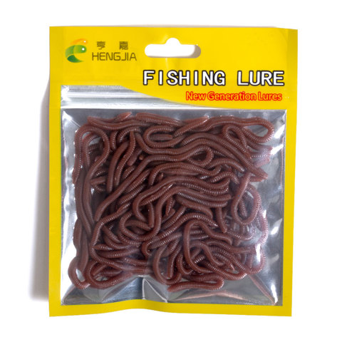 Suave señuelos-SEÑUELOS DE HENGJIA 50 unids/bolsa 4cm / 8cm lombriz Artificial cebo realista rojo gusanos para pesca abordar ► Foto 1/4