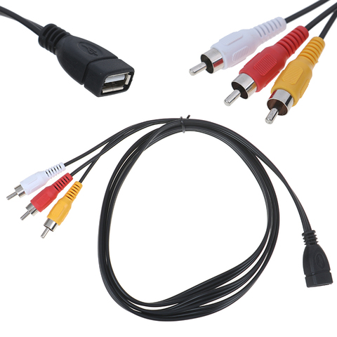 Nuevo 5 pies/1,5 m USB 2,0 hembra A 3 RCA macho Vídeo A/V práctico para adaptador de videocámara ideal para equipos AV ► Foto 1/6