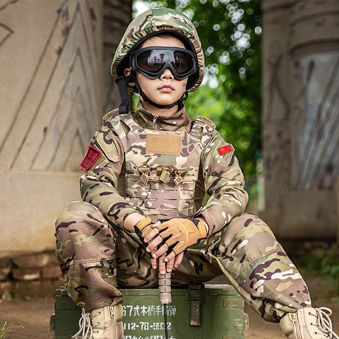 Conjunto de uniforme de entrenamiento táctico militar para niños y adultos, pantalones de camuflaje de jungla, traje de combate de fuerzas especiales para exteriores ► Foto 1/6