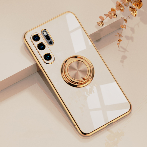 Funda de silicona de lujo para teléfono móvil Huawei, carcasa completa de TPU suave con soporte de anillo para Huawei P30 Pro P20 Mate 20 P30Pro P Honor 20 30 Pro ► Foto 1/6