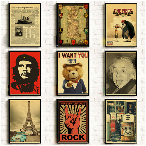 Cartel Retro clásico nostálgico carteles de papel Kraft clásico Bar Café decoración pared adhesivos decoración de dormitorio pintura ► Foto 1/6