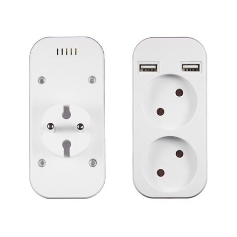 Adaptador para enchufe Usb, 2 enchufes con doble puerto usb, nuevo diseño europeo, 5V, 2A, extensión USB, Z5-01, color blanco ► Foto 1/4