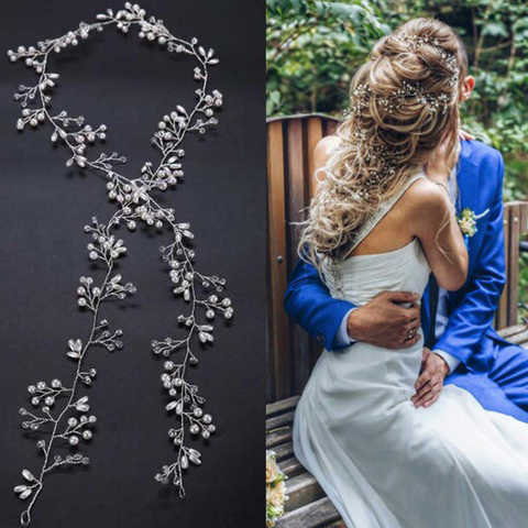 Tocado de moda de boda occidental para novia, accesorios para el cabello de perlas de cristal hechos a mano, horquilla de diamantes de imitación, adornos ► Foto 1/6