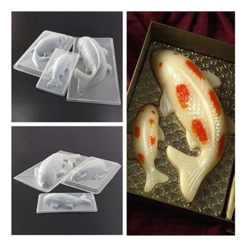 Molde 3D Koi de plástico pastel con forma de pez, molde de gelatina de Chocolate, moldes DIY, tamaño grande, mediano y pequeño, herramientas para hornear, decoraciones ► Foto 1/6