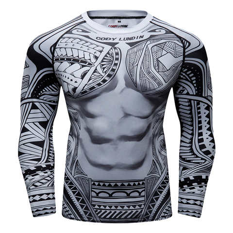 Camiseta de manga larga transpirable con estampado 3D para hombre, ropa deportiva de alta calidad para gimnasio ► Foto 1/6