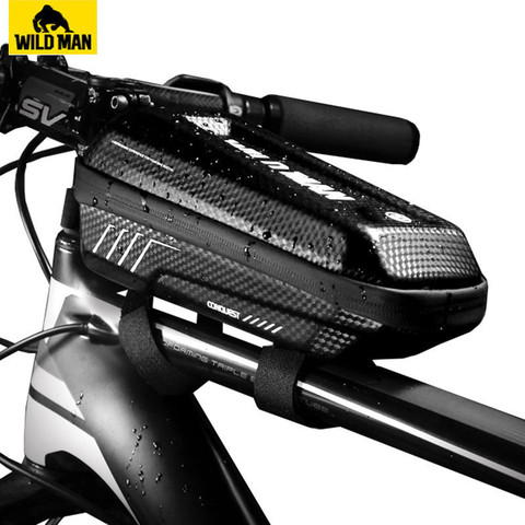 WILD MAN-bolsa frontal para bicicleta de montaña, resistente al agua, carcasa dura, para tubo superior, accesorios de ciclismo, capacidad de 1L ► Foto 1/6