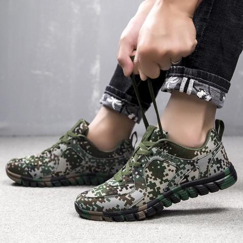 Zapatillas deportivas de camuflaje para hombre y mujer, zapatos planos con cordones, vulcanizados, ligeros, para exteriores, informales, talla 46 ► Foto 1/6