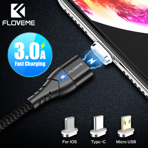 Novedoso pack de 3A magnético Cable para iPhone Cable de teléfono imán de carga rápida cargador para iPhone USB tipo C Micro USB cargador cable Cabo ► Foto 1/6