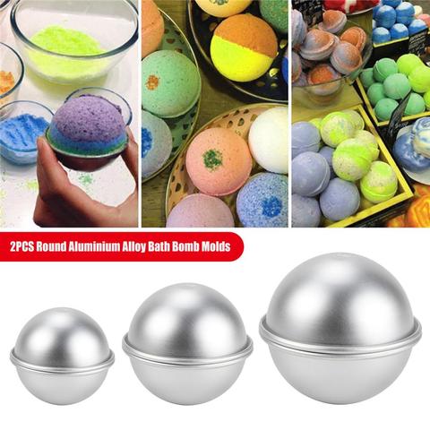 Moldes de bombas de baño redondos de aleación de aluminio, 2 uds., herramienta artesanal, bomba de baño, Bola de sal, regalos caseros, molde de esfera semicircular ► Foto 1/6