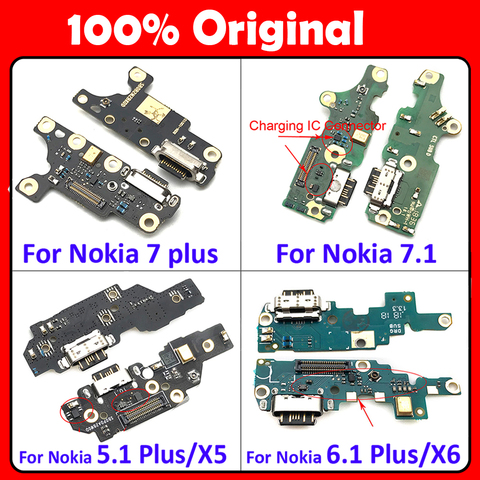 Conector de puerto de carga USB, Cable flexible para Nokia 6, 7 plus, 5,1, 6,1, 7,1, 8,1 Plus, X5, X6, X7 ► Foto 1/6