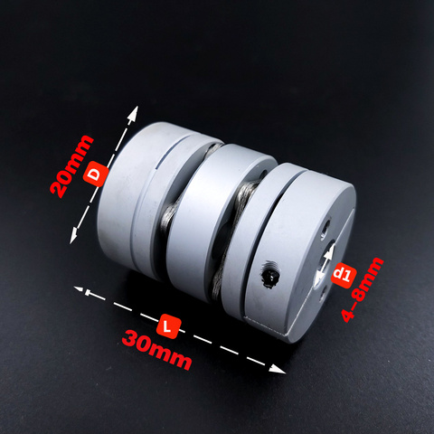 Acoplamiento de doble diafragma D20L30, aleación de aluminio, conector elástico D20mm L30mm, tornillo de bola servo a pasos, codificador de motor para ordenador ► Foto 1/6