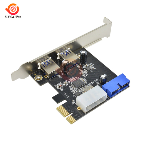 Adaptador de tarjeta de expansión PCI-E USB 3,0, 2 puertos externos, PCI Express, USB 3,0, Hub interno con 4 pines y adaptador de tarjeta de Control de 20 pines ► Foto 1/6