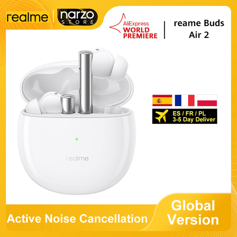 Versión global Realme Buds Air 2 TWS Auriculares inalámbricos Bluetooth Cancelación activa de ruido 24 horas Auriculares de reproducción total ► Foto 1/6