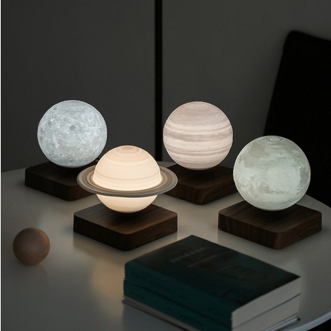 Luz de noche magnética 3D para decoración del hogar, lámpara de Luna giratoria, Led flotante de Navidad, regalo de vacaciones ► Foto 1/6