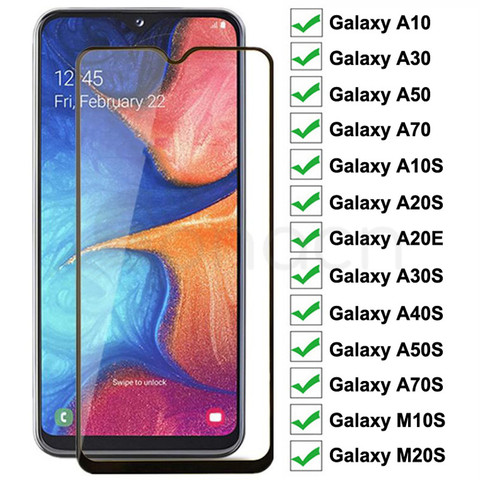 9D protectora de cristal para Samsung Galaxy A10 A30 A50 A70 A10S A20E A20S A30S A40S Protector de pantalla A50S A70S M10S M30S película de vidrio ► Foto 1/6