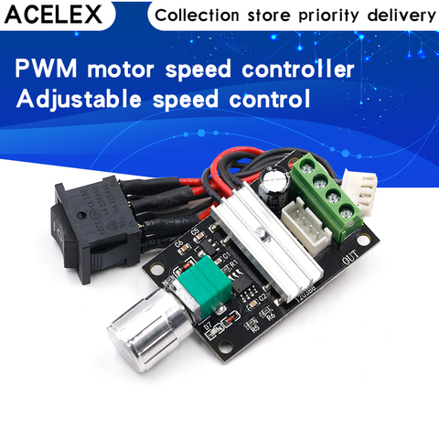 Potenciómetro de control de velocidad Variable, regulador de velocidad ajustable, ON/OFF, DC 6 a 12 V 24 V 28VDC 3A 80 W PWM ► Foto 1/6