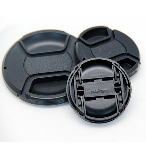 40,5 49 52 55 58 62 67 72 77 Mm centro Snap-on frontal Lens Cap Hood cubierta para Nikon lente de cámara con correa ► Foto 1/6