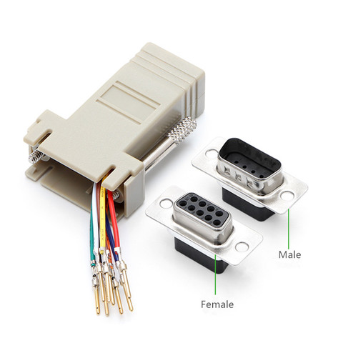 Conector adaptador DB9 hembra/macho a RJ45 hembra/macho DB9 a RJ45, Cab-9as-fdte Modular Rs232 a Rj45 Db9 para ordenador ► Foto 1/6