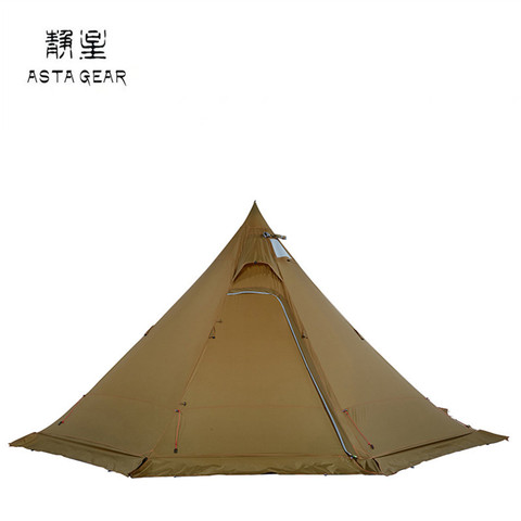 ASTA GEAR Bushcraft-tienda de pirámide ligera para 4-5 personas con falda para nieve, estufa de madera 20D de nailon, tienda de campaña, pista 5 ► Foto 1/6