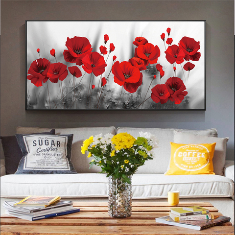 5D pintura de diamantes flores rojas Flor de amapolas brillantes DIY bordado de diamantes punto de cruz mosaico arte cuadros de pared decoración del hogar ► Foto 1/6