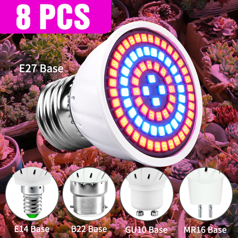 8 Uds LED Luz de cultivo Phyto lámpara E27 GU10 MR16 220V LED de espectro completo lámparas de Cultivo LED para plantas hidropónicas semillas flor ► Foto 1/6