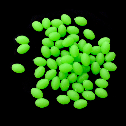 Cuentas de pesca luminosas, 100 unids/lote, goma suave ovalada flotante, fluorescente brillante, verde ► Foto 1/4