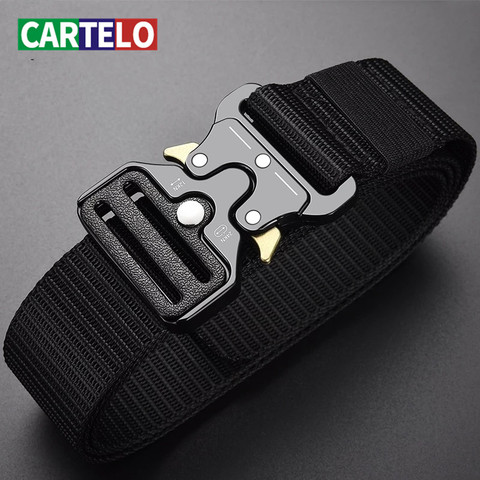 CARTELO-cinturón táctico de metal para hombre, cinturón táctico de caza al aire libre, hebilla de aleación multifuncional, lona marina de alta calidad, unisex ► Foto 1/6