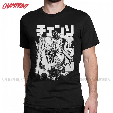 Camiseta de motosierra para hombre, camisa de Guerrero Denji de Manga corta de algodón, creativa, con cuello redondo, camisetas únicas ► Foto 1/6