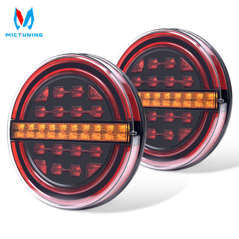 MICTUNING-Luz LED redonda para remolque, luz ámbar de 5,3 pulgadas con luz de freno/DRL/ Flow, señal de giro ámbar para coche, camión, barcos, Buses y furgonetas, 2 uds. ► Foto 1/6