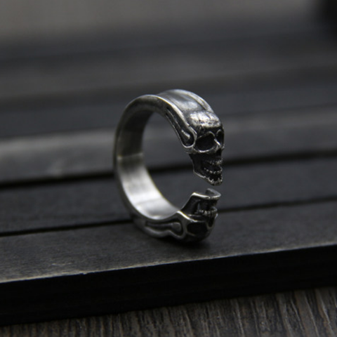 Anillo abierto de plata pura con forma de calavera para hombre y mujer, anillos de plata auténtica con dos Calaveras, anillo de plata 925 para hombre, regalo de joyería ► Foto 1/5