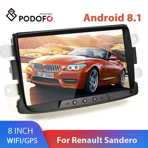 Podofo-radio Multimedia con GPS para coche, radio con reproductor, Android 8,1, estéreo para coche, 8 pulgadas, para Renault Sandero, LOGAN II, Duster, Dacia, DOKKER ► Foto 1/6