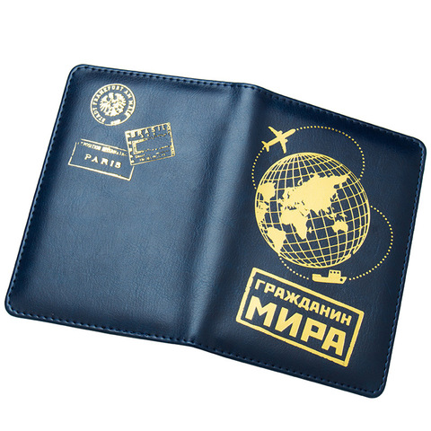 Funda para pasaporte de la tierra y Rusia, carteras de cuero para viajes, Simple, organizador de tarjetas de crédito y pasaporte ► Foto 1/6