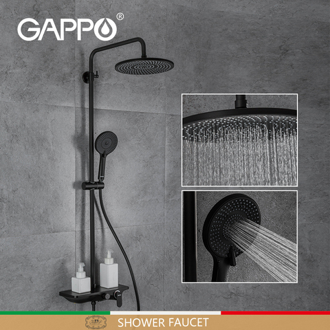 Gappo-grifo de ducha negro para baño, sistema de ducha de lluvia moderno, mezclador de latón, estante de gran tamaño, mezclador de G2495-5 ► Foto 1/6